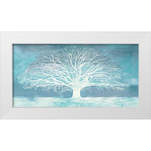 Aquamarine Tree White Modern Wood Framed Art Print by Aprile, Alesso