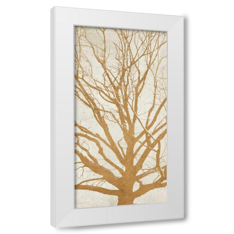 Golden Tree II White Modern Wood Framed Art Print by Aprile, Alessio