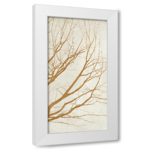 Golden Tree III White Modern Wood Framed Art Print by Aprile, Alessio