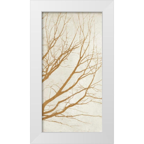 Golden Tree III White Modern Wood Framed Art Print by Aprile, Alessio