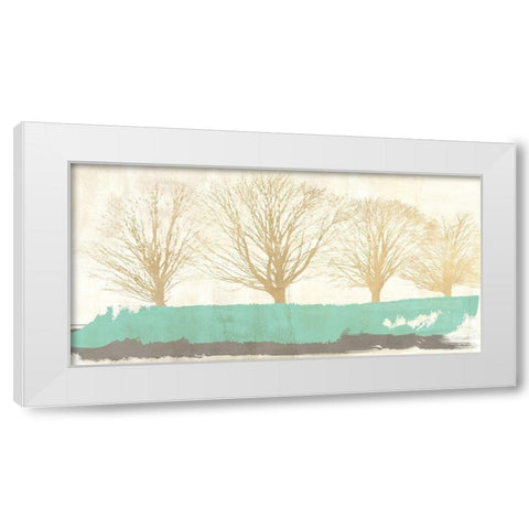Tree Lines Gold White Modern Wood Framed Art Print by Alessio, Aprile