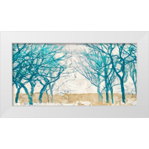 Turquoise Trees White Modern Wood Framed Art Print by Alessio, Aprile