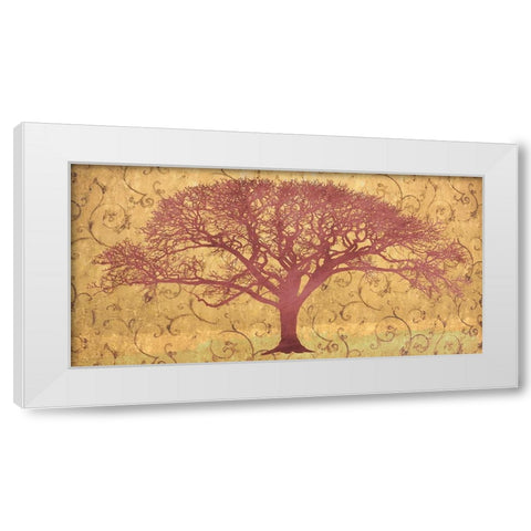 Tree on a Gold Brocade White Modern Wood Framed Art Print by Aprile, Alessio