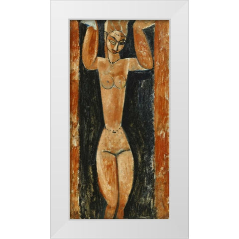 Caryatid White Modern Wood Framed Art Print by Modigliani, Amedeo