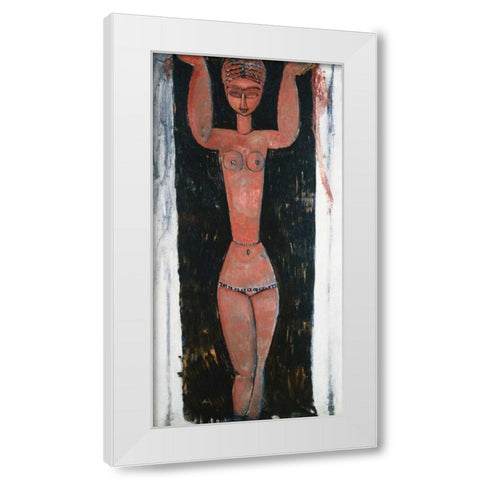 Caryatid Rouge White Modern Wood Framed Art Print by Modigliani, Amedeo