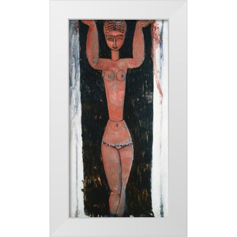 Caryatid Rouge White Modern Wood Framed Art Print by Modigliani, Amedeo
