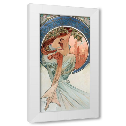La-poesie White Modern Wood Framed Art Print by Mucha, Alphonse