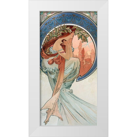 La-poesie White Modern Wood Framed Art Print by Mucha, Alphonse