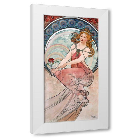 La-peinture White Modern Wood Framed Art Print by Mucha, Alphonse
