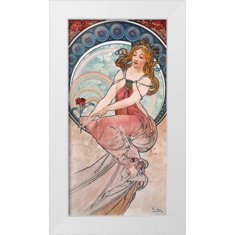 La-peinture White Modern Wood Framed Art Print by Mucha, Alphonse