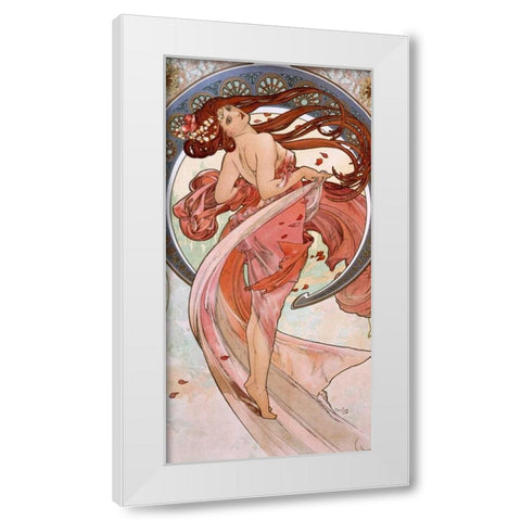 La-danse White Modern Wood Framed Art Print by Mucha, Alphonse