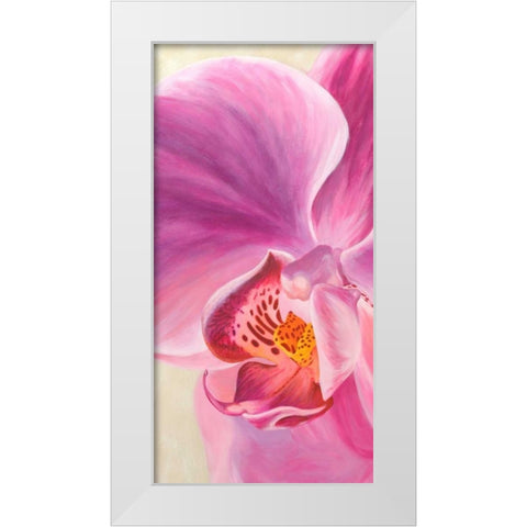 Purple Orchids I White Modern Wood Framed Art Print by Ann, Cynthia