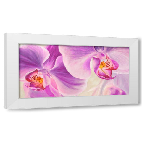 Purple Orchids White Modern Wood Framed Art Print by Ann, Cynthia