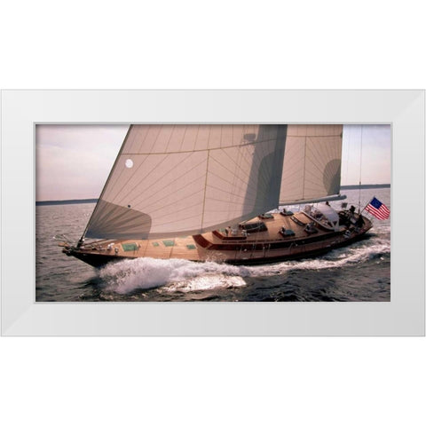 Sailboat Leaning to the Side White Modern Wood Framed Art Print by Rabinowitz, Neil