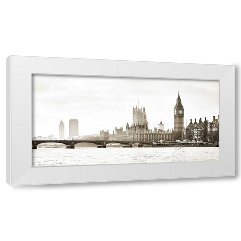 View of the Houses of Parliament and Westminster Bridge London White Modern Wood Framed Art Print by Helena, Frank