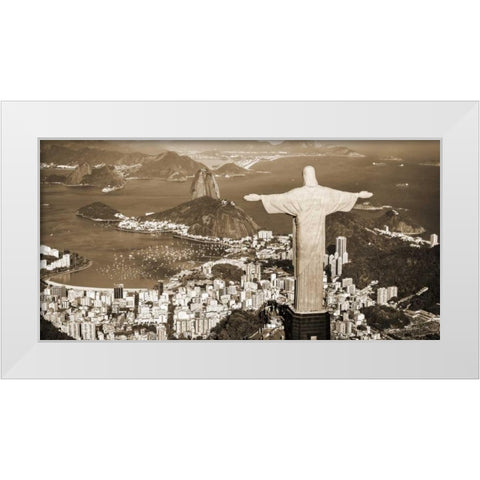 Overlooking Rio de Janeiro, Brazil White Modern Wood Framed Art Print by Pangea Images