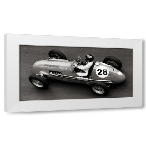 Historical race car at Grand Prix de Monaco White Modern Wood Framed Art Print by Seyfferth, Peter