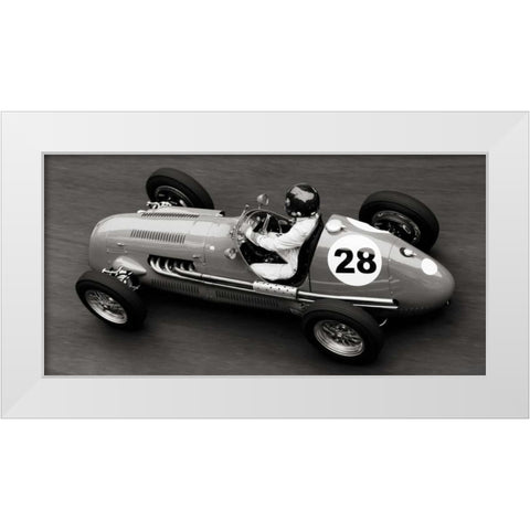 Historical race car at Grand Prix de Monaco White Modern Wood Framed Art Print by Seyfferth, Peter