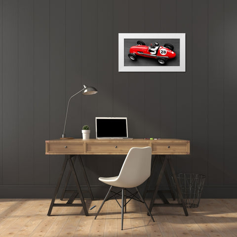 Historical race car at Grand Prix de Monaco White Modern Wood Framed Art Print by Seyfferth, Peter