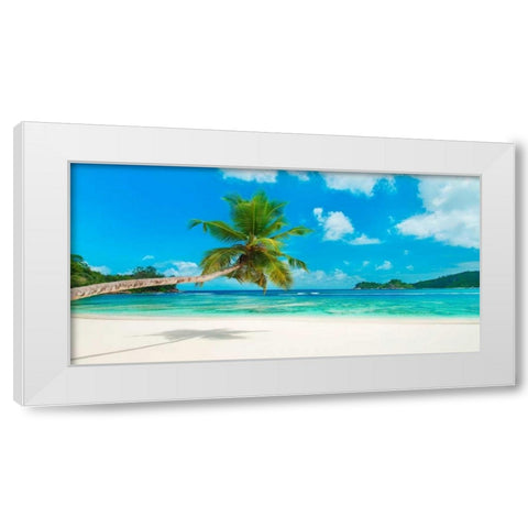 Tropical beach, Seychelles White Modern Wood Framed Art Print by Anonymous