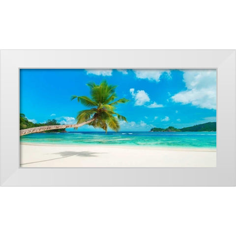 Tropical beach, Seychelles White Modern Wood Framed Art Print by Anonymous