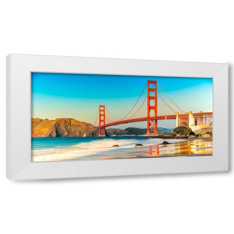 Golden Gate Bridge, San Francisco White Modern Wood Framed Art Print by Anonymous