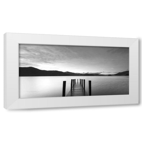 Twilight on lake, UK White Modern Wood Framed Art Print by Anonymous