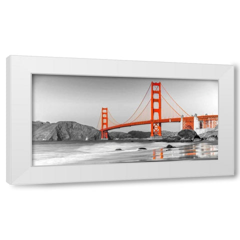 Golden Gate Bridge, San Francisco White Modern Wood Framed Art Print by Anonymous