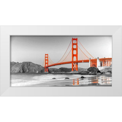 Golden Gate Bridge, San Francisco White Modern Wood Framed Art Print by Anonymous