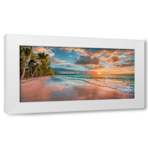 Beach in Maui, Hawaii, at sunset White Modern Wood Framed Art Print by Pangea Images