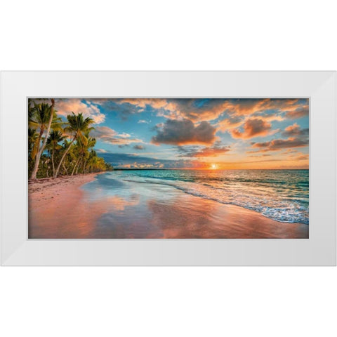 Beach in Maui, Hawaii, at sunset White Modern Wood Framed Art Print by Pangea Images