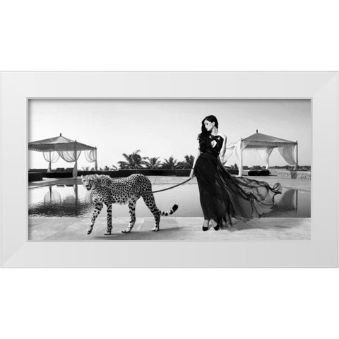 Woman with Cheetah White Modern Wood Framed Art Print by Lauren, Julian