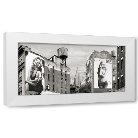 Billboards in Manhattan White Modern Wood Framed Art Print by Lauren, Julian