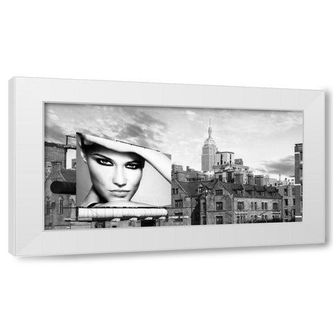 A Billboard in Manhattan White Modern Wood Framed Art Print by Lauren, Julian