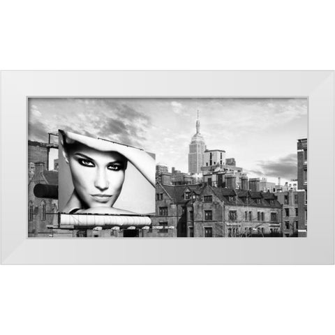 A Billboard in Manhattan White Modern Wood Framed Art Print by Lauren, Julian