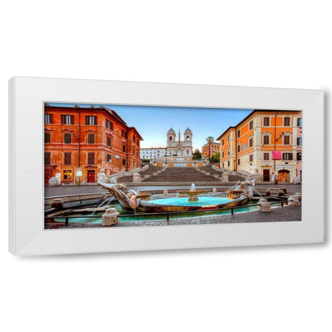 Piazza di Spagna, Roma White Modern Wood Framed Art Print by Anonymous
