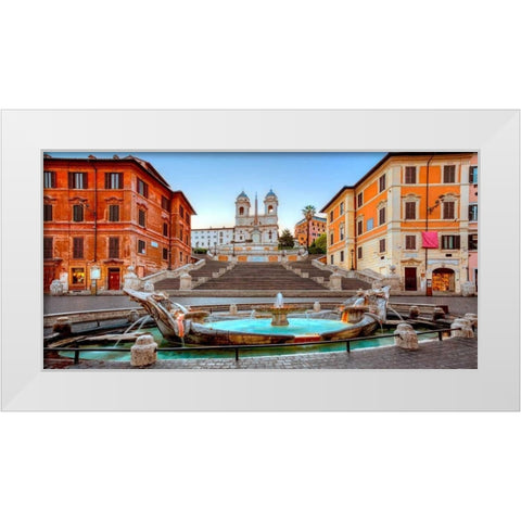 Piazza di Spagna, Roma White Modern Wood Framed Art Print by Anonymous