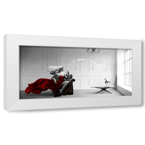 Champagne Zoom White Modern Wood Framed Art Print by Lauren