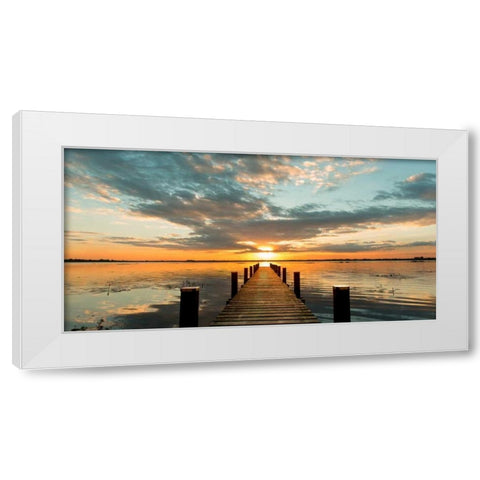 Morning Lights on a Jetty (detail) White Modern Wood Framed Art Print by Pangea Images