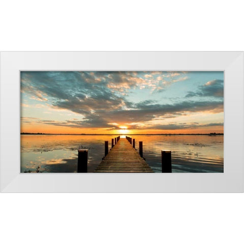 Morning Lights on a Jetty (detail) White Modern Wood Framed Art Print by Pangea Images