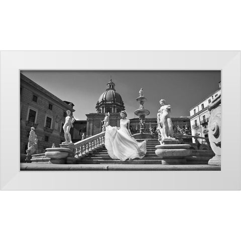Escalier en Italie White Modern Wood Framed Art Print by Haute Photo Collection