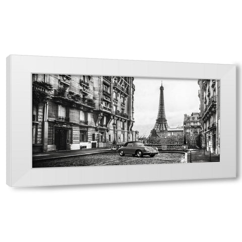 Roadster in Paris White Modern Wood Framed Art Print by Gasoline Images