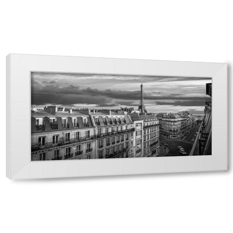 Morning in Paris (BW) White Modern Wood Framed Art Print by Pangea Images