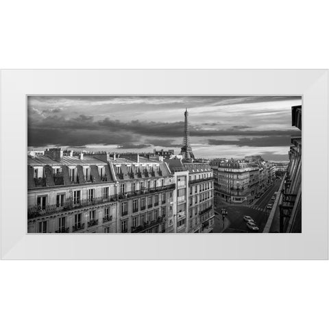 Morning in Paris (BW) White Modern Wood Framed Art Print by Pangea Images