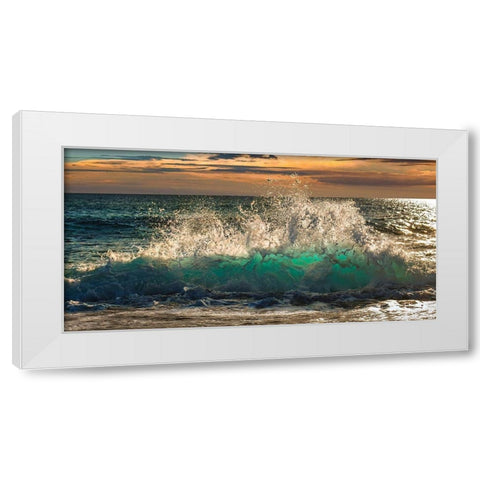 Wave crashing on the beach, Kauai Island, Hawaii (detail) White Modern Wood Framed Art Print by Pangea Images