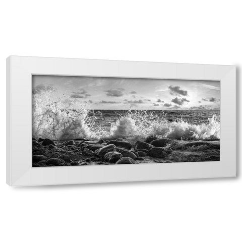 Waves crashing, Point Reyes, California (detail, BW) White Modern Wood Framed Art Print by Pangea Images