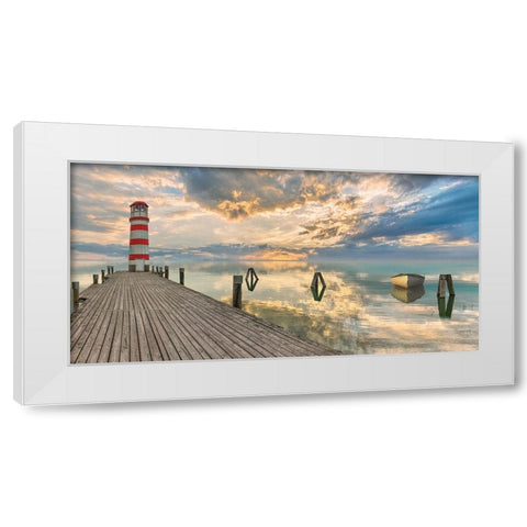 Lighthouse of Tranquillity White Modern Wood Framed Art Print by Pangea Images