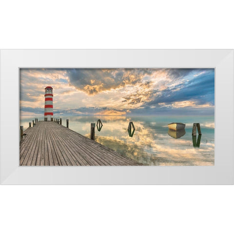 Lighthouse of Tranquillity White Modern Wood Framed Art Print by Pangea Images