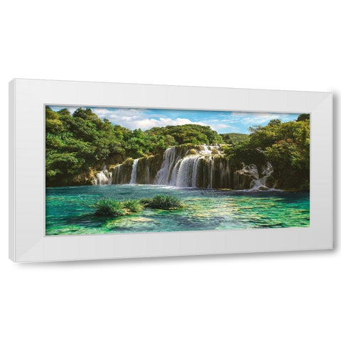Waterfall in Krka National Park, Croatia White Modern Wood Framed Art Print by Pangea Images