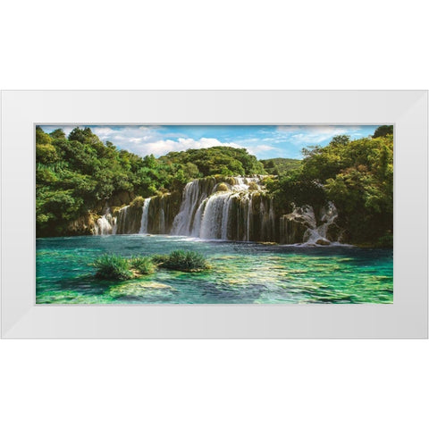 Waterfall in Krka National Park, Croatia White Modern Wood Framed Art Print by Pangea Images